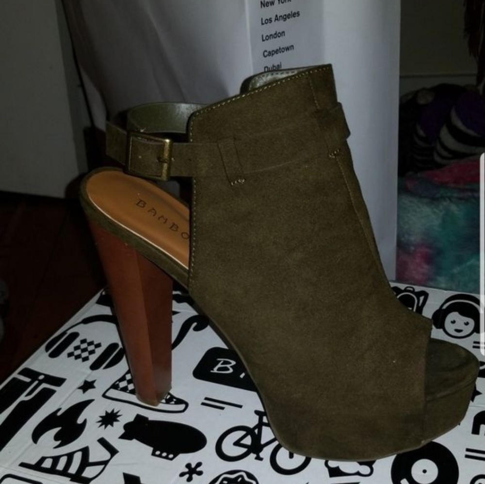 Olive Suede Heels